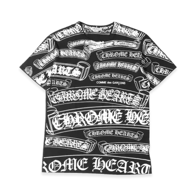 COMME des GARCONS x CHROME HEARTS Scroll Label Print T-Shirt "Black"