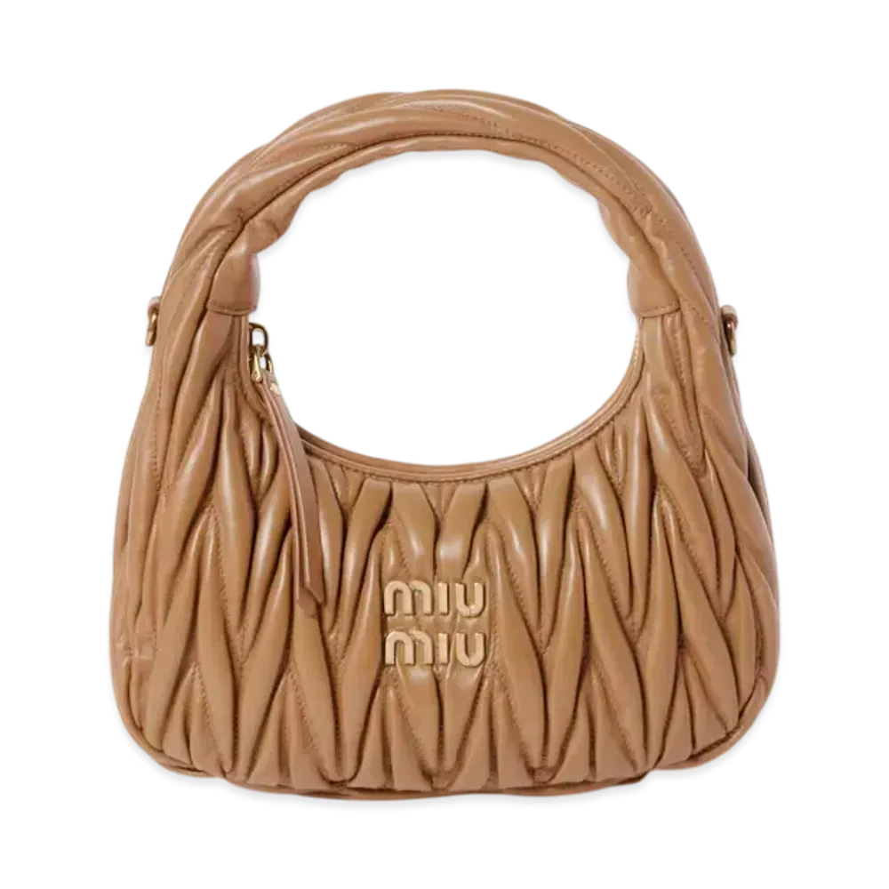 MIUMIU Wander Matelasse Nappa Leather Hobo Bag "Camel"