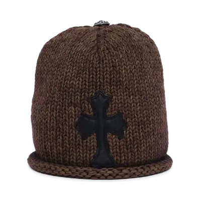 Chrome Hearts Leather Cross Patch Cotton Beanie "Brown/Black"