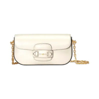 GUCCI Horsebit 1955 Small Shoulder Bag "White"