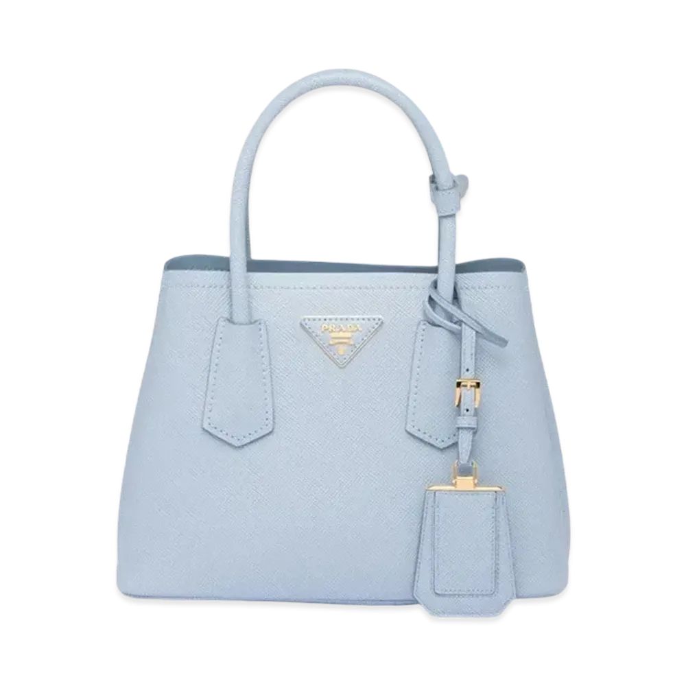 PRADA Double Saffiano Leather Mini Bag "Light Blue"