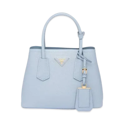 PRADA Double Saffiano Leather Mini Bag "Light Blue"