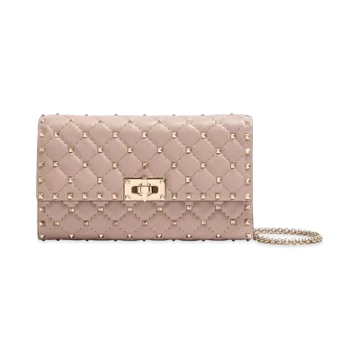 Valentino Women's Rockstud Spike Nappa Shoulder Bag "Nude/Neutrals"