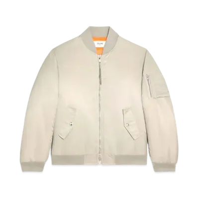 CELINE Bomber Jacket In Nylon Twill "Light Grey"