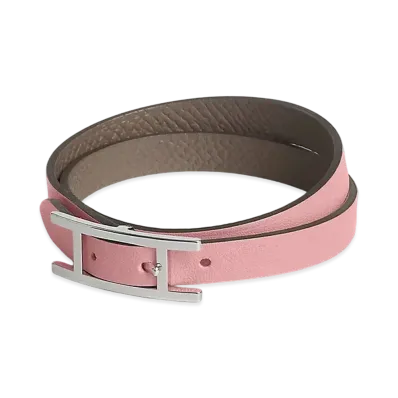 Hermes Behapi Double Tour Bracelet "Rose Sakura/Palladium"