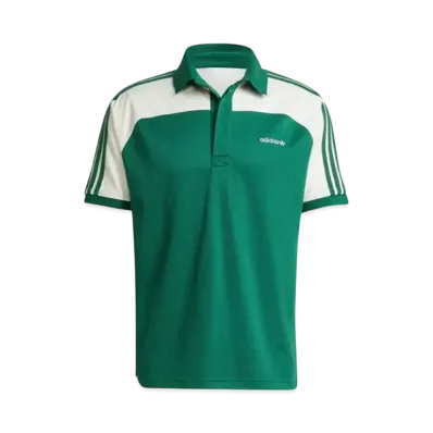 adidas 80s Premium Three Stripes Archive Mock Mesh Polo Shirt "Collegiate Green"