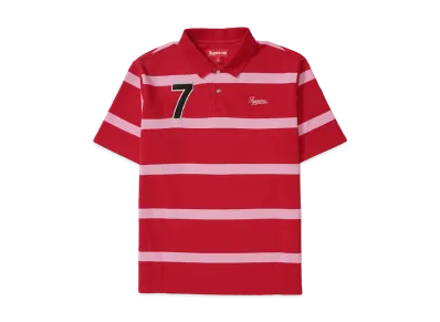 Supreme Cursive Polo "Red Stripe"