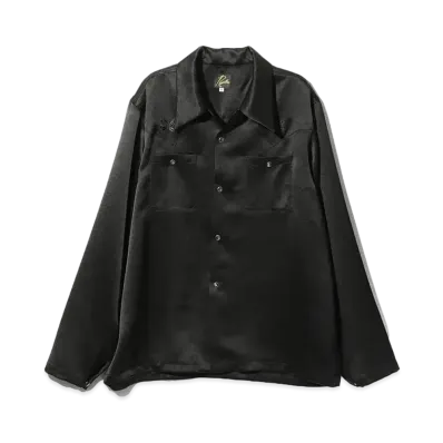 Needles L/S Cowboy One-Up Shirt - Poly Sateen "Black"
