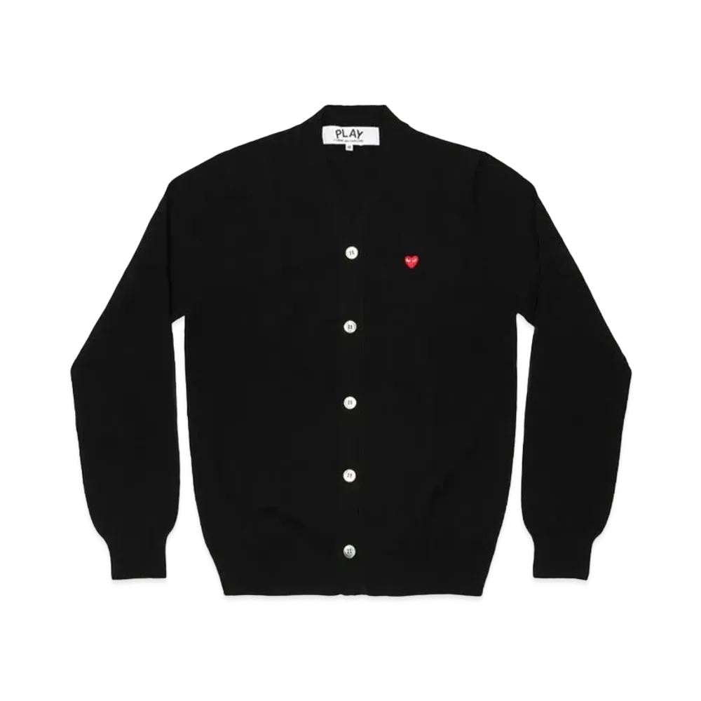 PLAY COMME des GARCONS Men's Cardigan With Small Red Heart "Black"