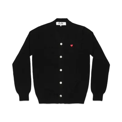 PLAY COMME des GARCONS Men's Cardigan With Small Red Heart "Black"