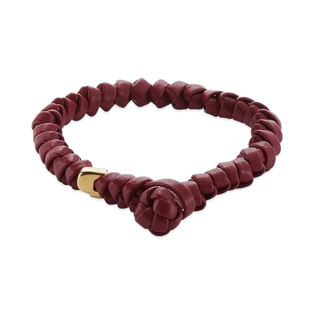 Bottega Veneta Knot Leather Bracelet "Dark Apple Candy"