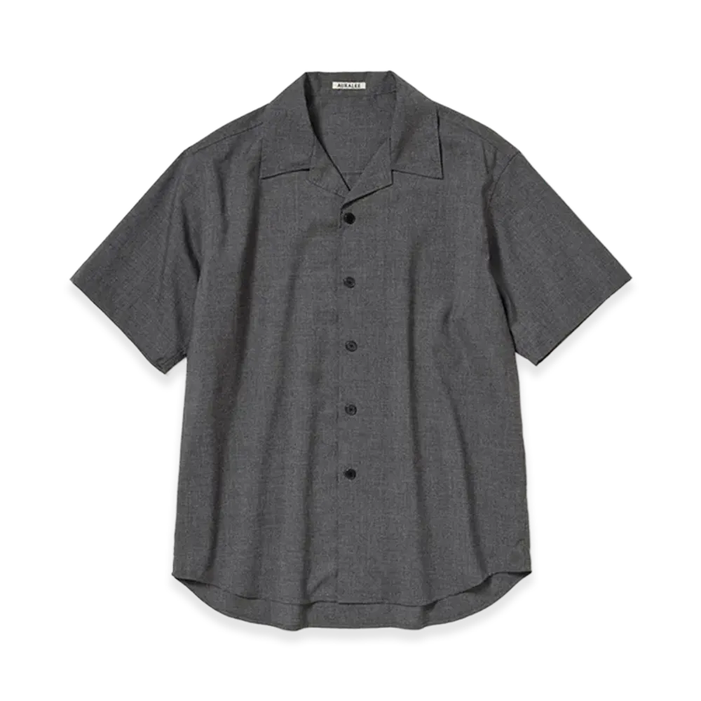 AURALEE Summer Twist Cashmere Pora Half-Sleeved Shirt "Top Charcoal Gray"