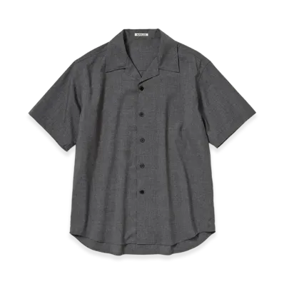 AURALEE Summer Twist Cashmere Pora Half-Sleeved Shirt "Top Charcoal Gray"