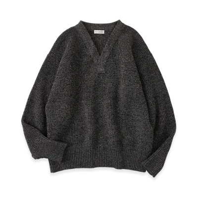 NICENESS B.Billie Wool Chambray Mechanical Beach Sweater "Gray"