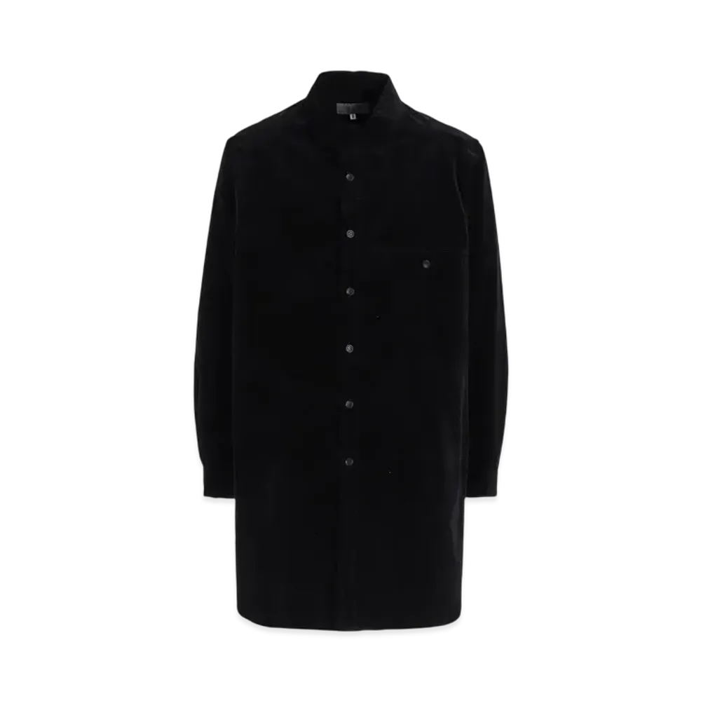 Yohji Yamamoto POUR HOMME 50C Velvet Round Hem Blouse "Black" HO-B73-056-1A24