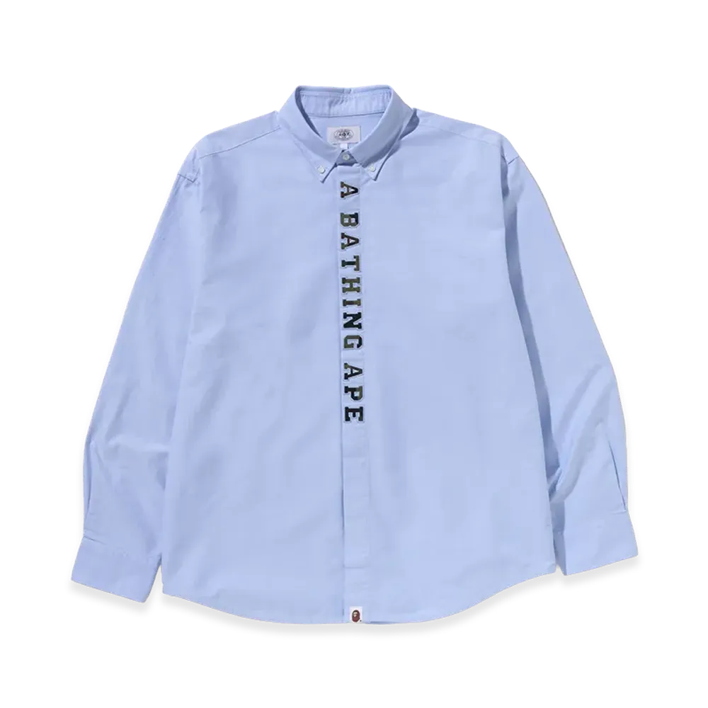 A BATHING APE Applique Oxford LS Shirt "Blue"