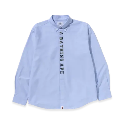 A BATHING APE Applique Oxford LS Shirt "Blue"
