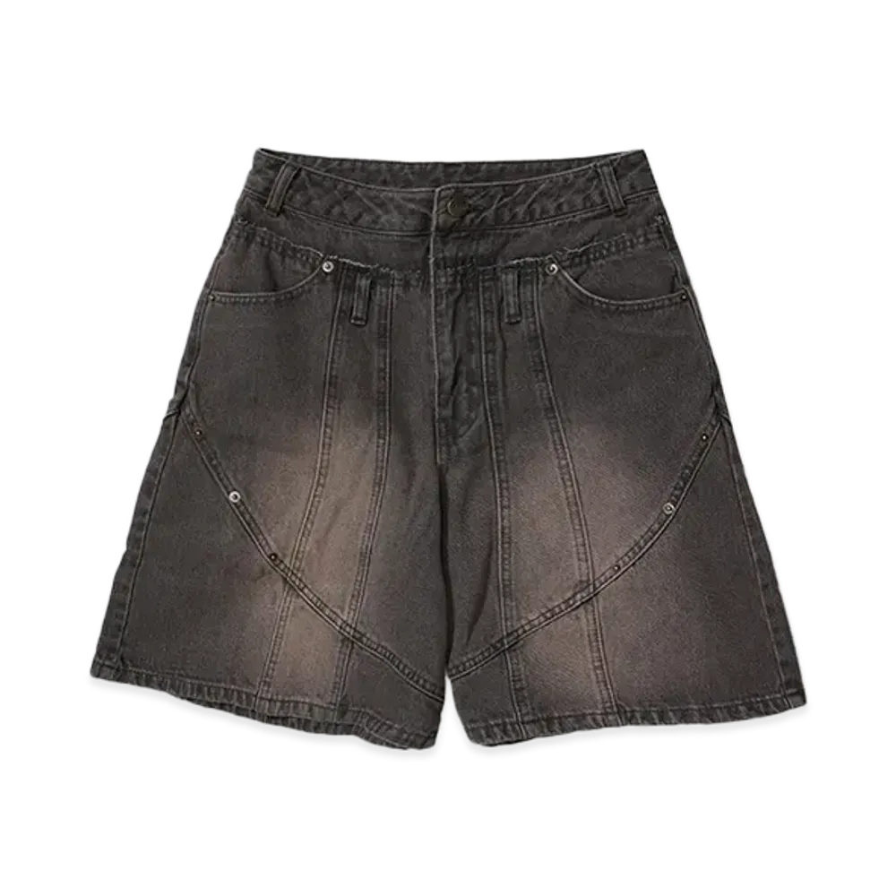 HTH Switched denim shorts "BROWN"