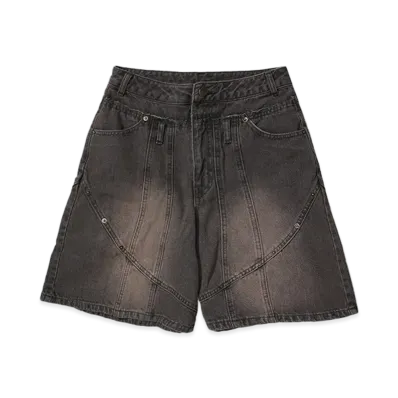 HTH Switched denim shorts "BROWN"