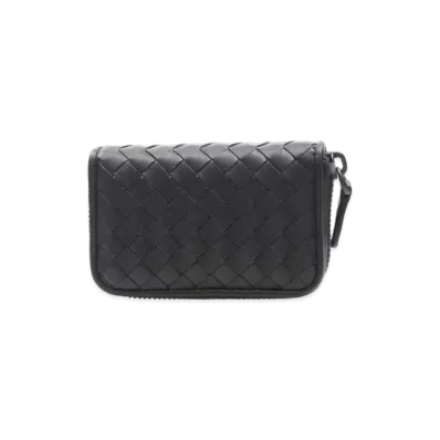 Bottega Veneta Intrecciato Lambskin Zip Around Coin Purse "Gray"