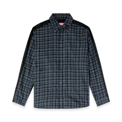 Diesel S-Simply-Check Spliced Check Flannel Shirt "Black Blue"