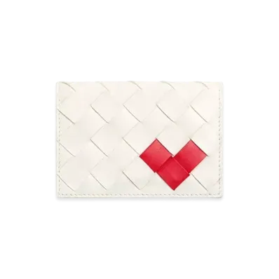 Bottega Veneta Intrecciato Business Card Case "White/Vernis"