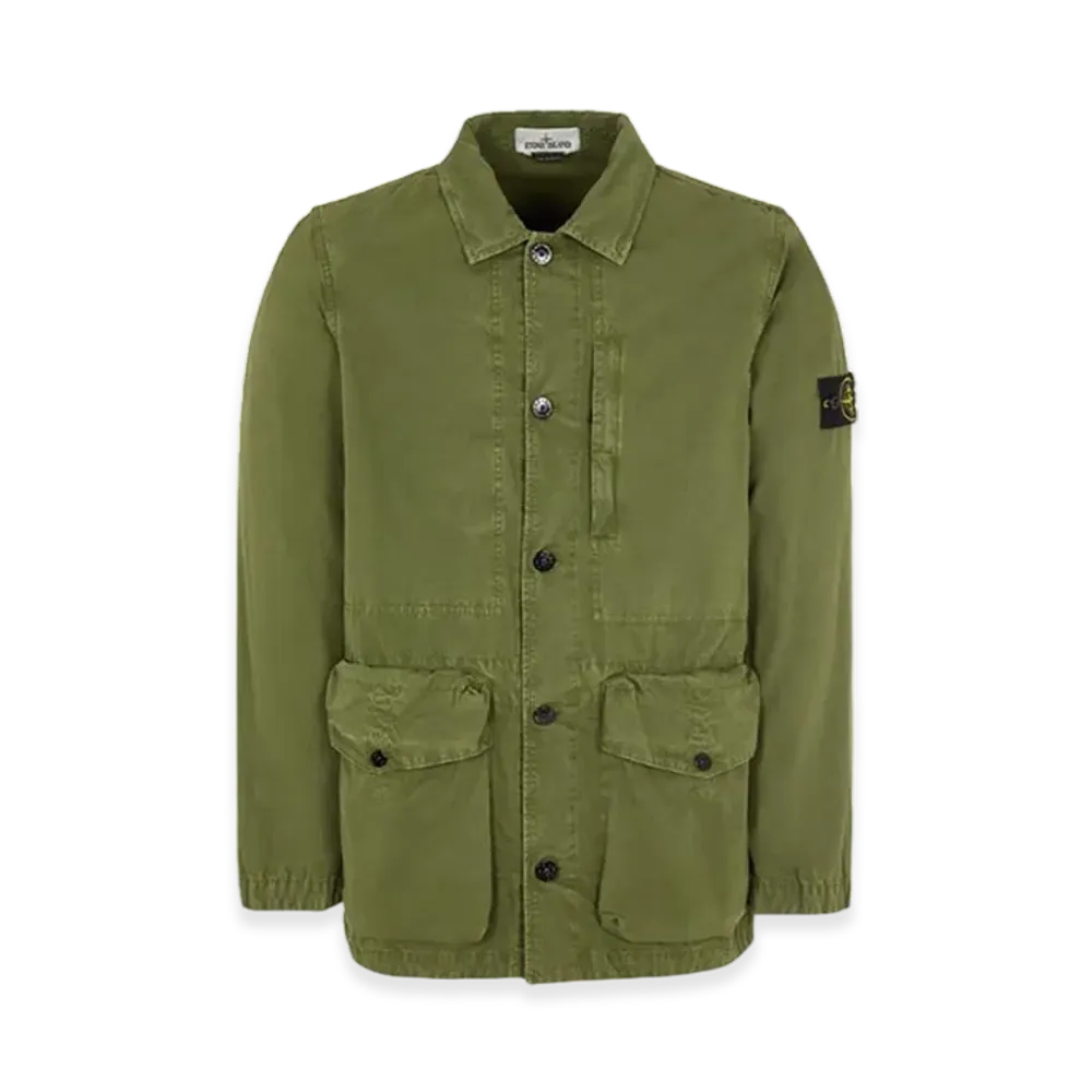 Stone Island 439WN Brushed Cotton Canvas Garment Dyed Old Effect Jacket - 22SS "Olive Green"