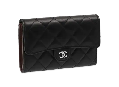 CHANEL lambskin Matelasse Chain Wallet "Black"