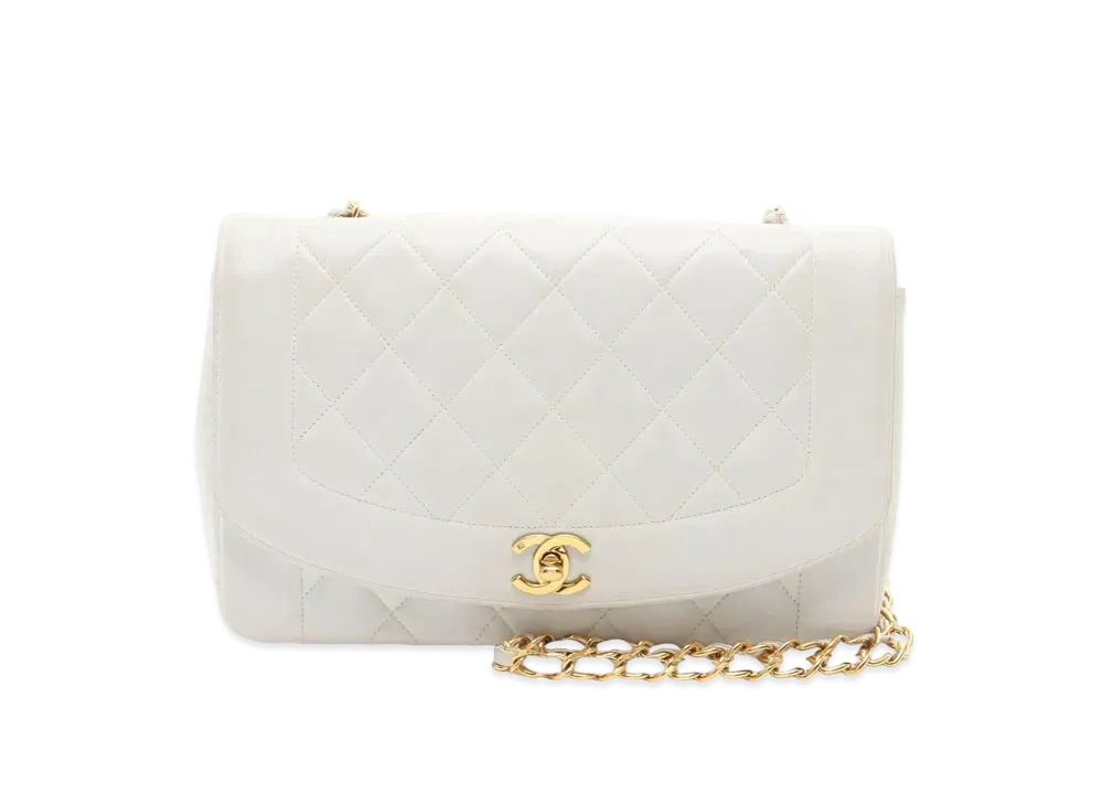 CHANEL Lambskin Matelasse Diana "White"
