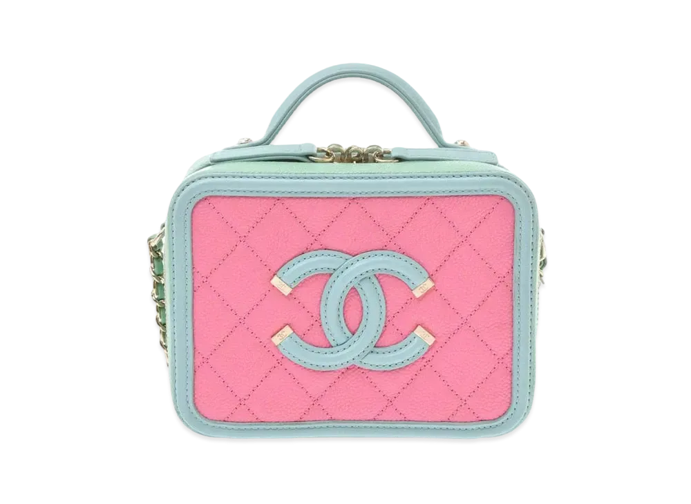 CHANEL Caviar Skin Matelasse Vanity "Pink/Light Blue"