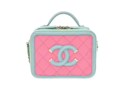 CHANEL Caviar Skin Matelasse Vanity "Pink/Light Blue"