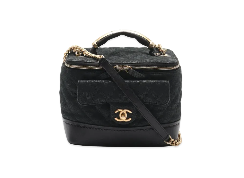 CHANEL Caviar Skin Matelasse Vanity "Black"