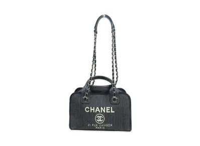 CHANEL Deauville Canvas 2WAY Boston "Navy"