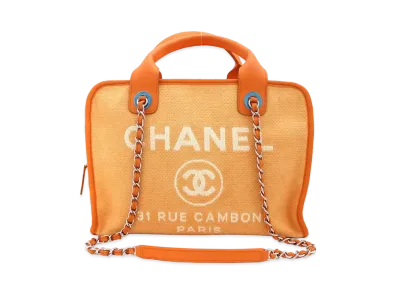 CHANEL Deauville Canvas 2WAY Boston "Orange"