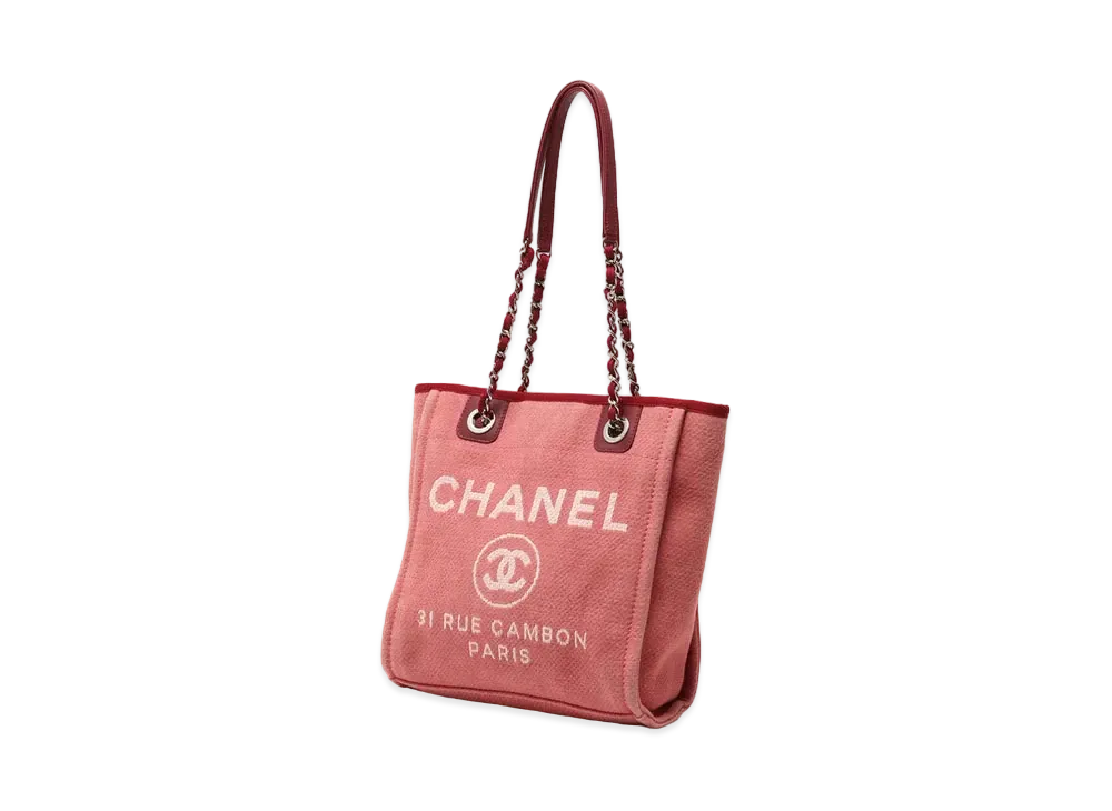 CHANEL Deauville Canvas Tote "Red"