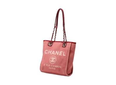 CHANEL Deauville Canvas Tote "Red"
