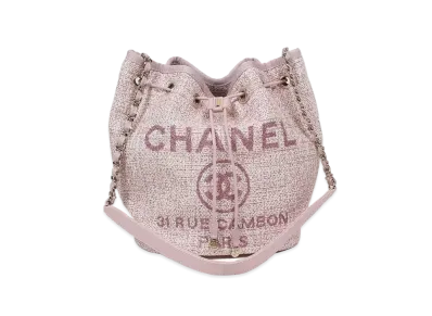 CHANEL Deauville Canvas Drawstring Bag "Pink"