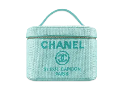 CHANEL Deauville Canvas Vanity Pouches "Turquoise"