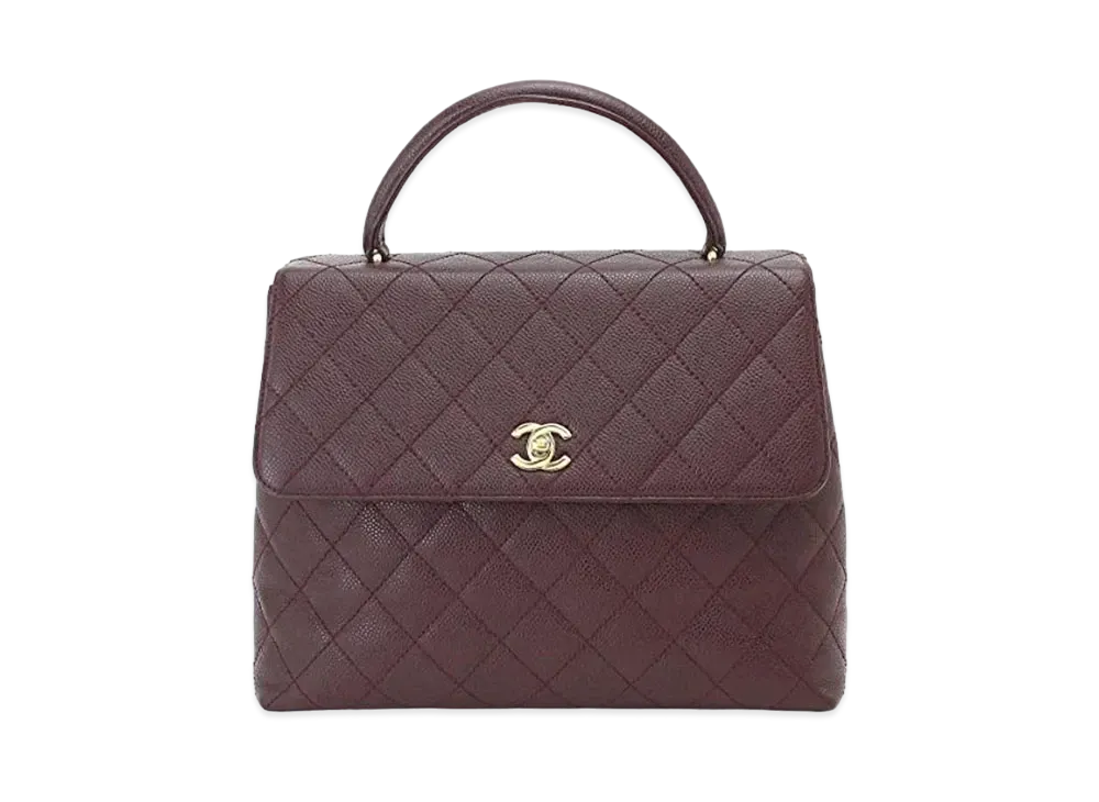 CHANEL Caviar Skin Matelasse Hand Bag "Bordeaux"