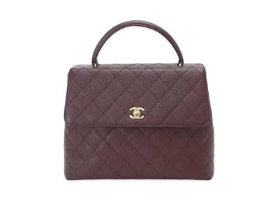 CHANEL Caviar Skin Matelasse Hand Bag "Bordeaux"