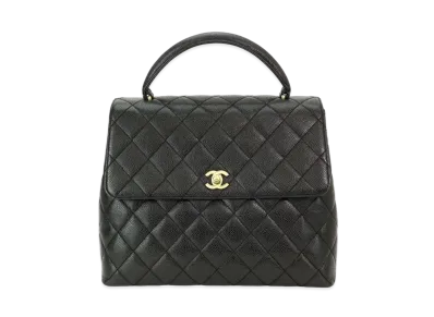 CHANEL Caviar Skin Matelasse Hand Bag "Black"
