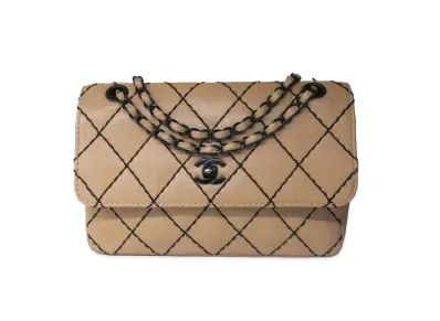 CHANEL Wild Stitch Chain Shoulder Bag "Beige"