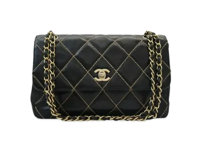 CHANEL Wild Stitch Flap Shoulder Bag "Black"