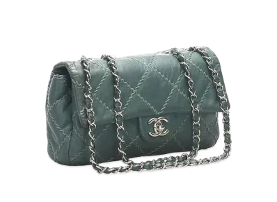 CHANEL Wild Stitch Flap Shoulder Bag "Green"