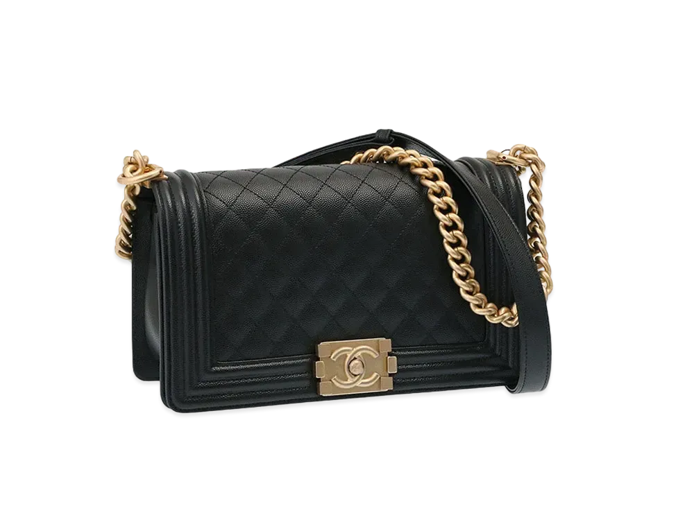 CHANEL Caviar Skin Matelasse Boy Chanel "Black"