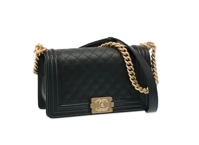 CHANEL Caviar Skin Matelasse Boy Chanel "Black"