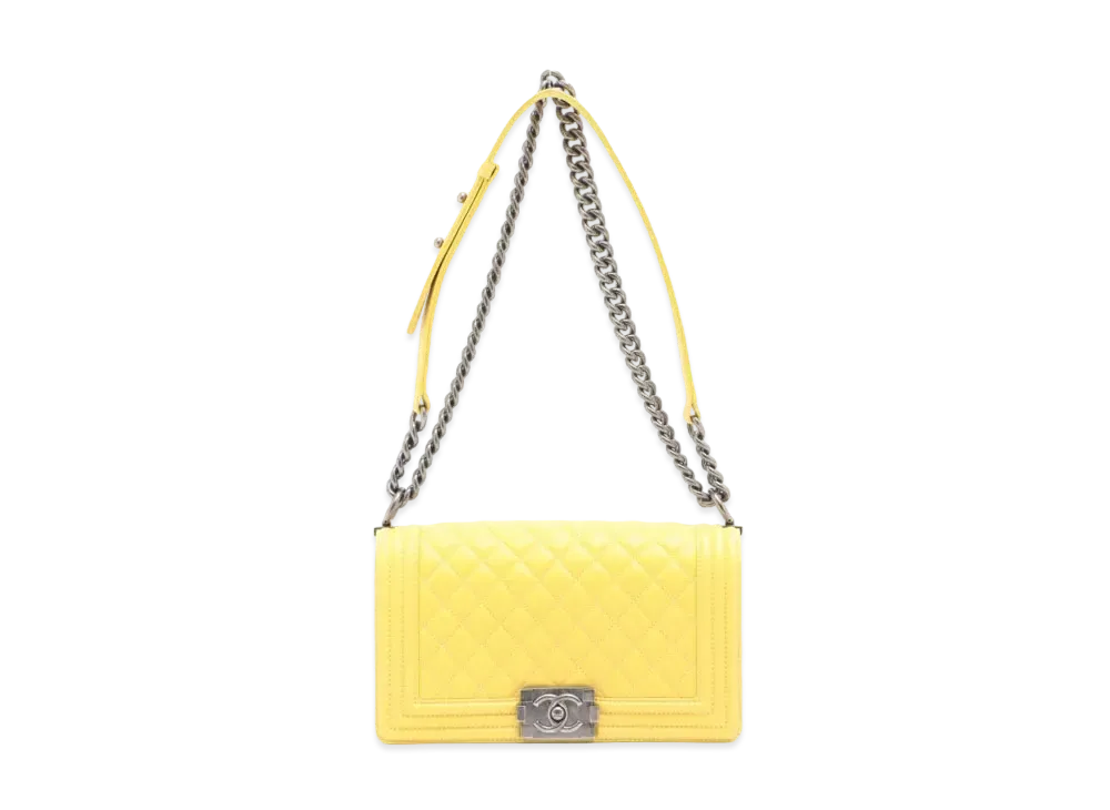 CHANEL Lambskin Matelasse Boy Chanel "Yellow"
