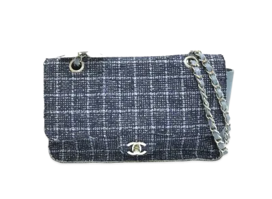 CHANEL Chocolate Bar Tweed Chain Shoulder Bag