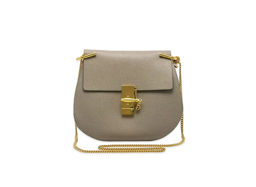 Chloe Drew Leather Chain Shoulder Bag "Gray"