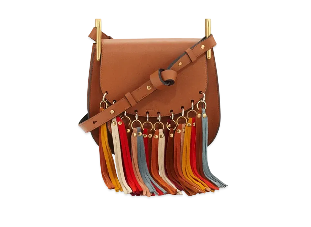 Chloe Hudson Fringe Leather Shoulder Bag "Brown"